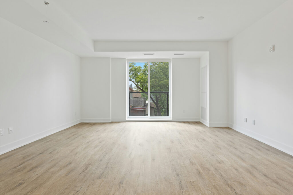 Empty modern apartment interior prepared for move-in or move-out cleaning